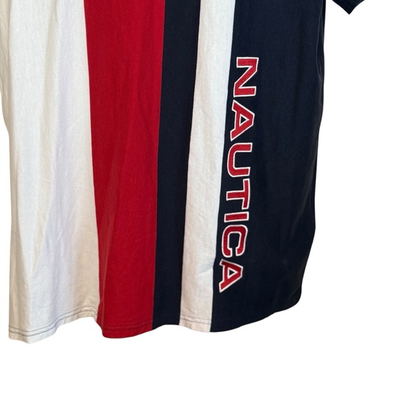 Nautica Y2K Mens Colorblock T-Shirt 2XL Spell Out Embroidery Preppy Nautical - Picture 3 of 8